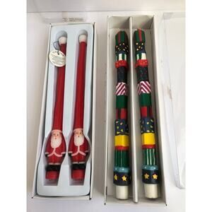 Vtg Lot 2‎ Department Dept 56 Candle Tapers Pair Santa Presents Unburned w/ Box